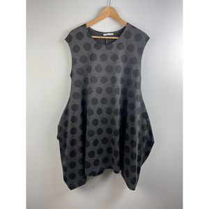 Bryn Walker Lagenlook Tunic Dress Gray With Black Polka Dots Women's Large